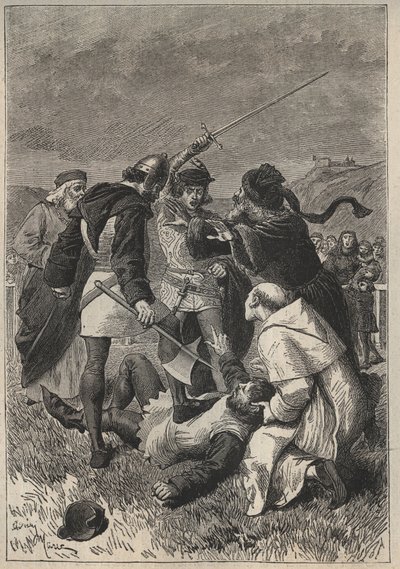 Förtalsreserverna av Rothsay - 1800-talsillustration till den historiska romanen "The Pretty Girl of Perth or Valentine