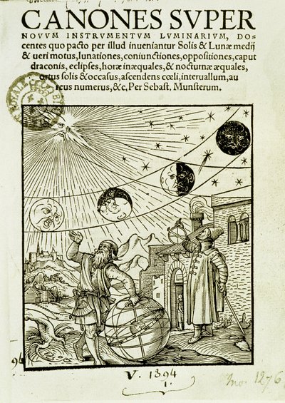 Solens och månens rörelser observerade av astronomer - framsidan av boken "" Super Canones"" av Unknown artist