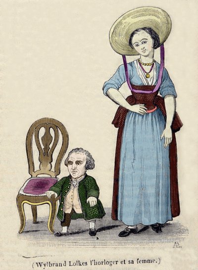 Urmakaren Wylbrand Lolkes med sin fru. 1800-talsgravyr. av Unknown artist
