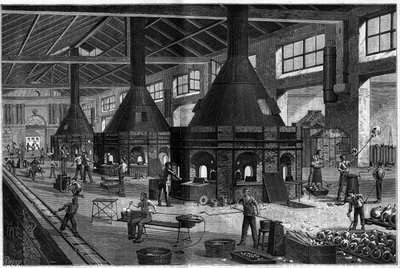 Hela glasföremålet från bröderna MM Appert, som visar arbetet med den nya processen att blåsa glas med luftkompresser. av Unknown artist