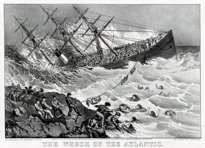 Vraket av RMS Atlantic transatlantic ocean liner of the White Star Line, vid kusten av Nova Scotia av Unknown artist