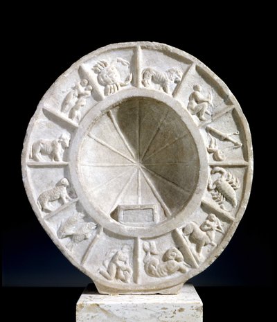 Stjärntecknen avbildade på en solmeridian från 1400-talet. av Unknown artist