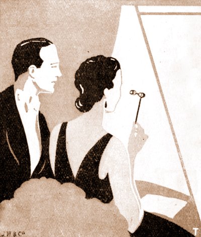 Teaterpublik-elegant par på teaterföreställning av Unknown artist