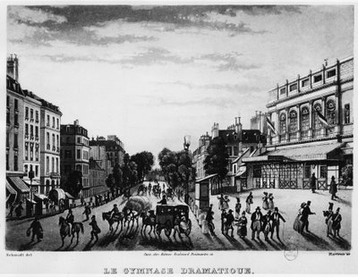 Teater: Dramatiska gymnastiksalen Boulevard Bonne Nouvelle - gravyr av Unknown artist