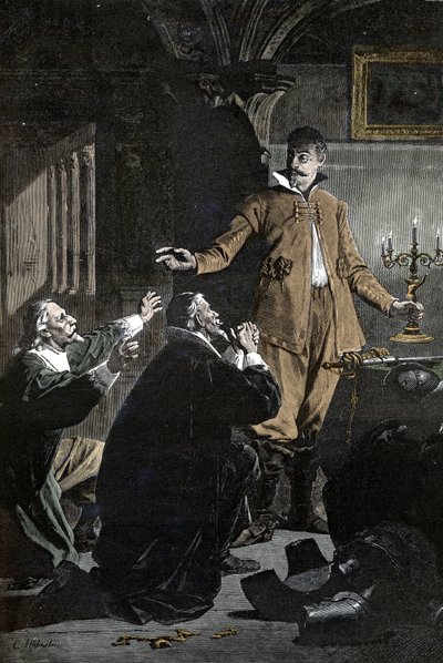 Trettioåriga kriget: Wallenstein varnat - Trettioåriga kriget (1618-1648): Isolerad i Boheme gnagde Albrecht (Albert) von Wallenstein (Waldstein) (1583-1634) av osäkerhet och vidskepelse omgiven av läkare och astrologer av Unknown artist