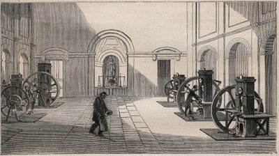 Thonnelier monetär press på La Monnaie i Paris - gravyr från 1877 av Unknown artist