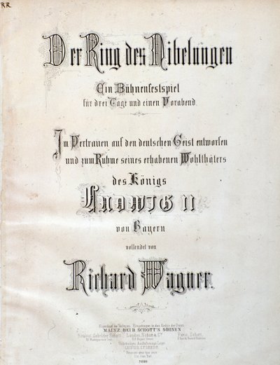 Titelsida för partitur till Der Ring des Nibelungen av Wagner av Unknown artist