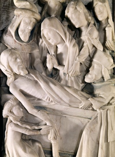 Kristi grav, detaljer om altartavlan av Saint-Riquier av Unknown artist