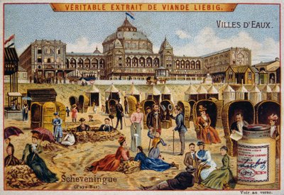 Turister på en strand i Scheveningen, Holland av Unknown artist