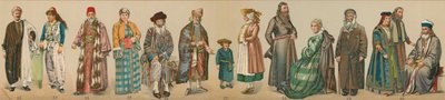 Judiska folkets traditionella dräkter, från "The Jewish Encyclopedia av Unknown artist
