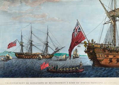Transfer från Napoleon 1st av Bellerophon till Northumberland den 8 augusti av Unknown artist