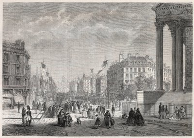Förvandlingar av Paris under det andra imperiet, Paris Haussmann: dekoration av Boulevard Malesherbes, dagen för dess invigning den 13 augusti 1861 - Gravyr i "" Le Monde Illustré"" av Unknown artist