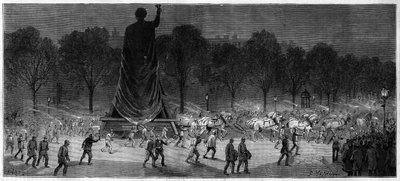 Översättning av statyn av Republiken (Marianne i brons, 9,50 m hög), från Mr. Thiebauts verkstäder på Place de la Republique i Paris 1883 av Unknown artist