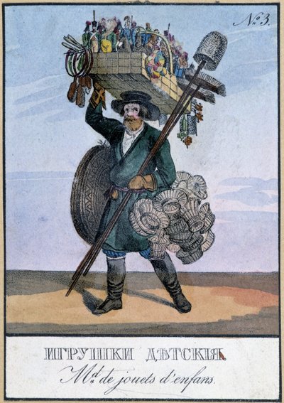 Resande handlare av barnleksaker - Gravyr av 1800-talet av Unknown artist
