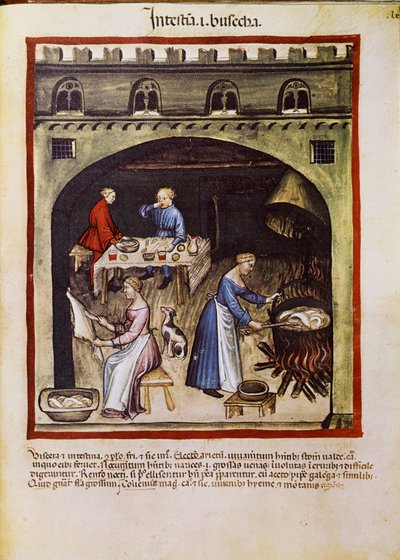 Behandla ett läkemedel: ""koka tarmar och tarmar hos djur""". Sidan hämtad från "" Tacuinum sanitatis"" (Cod. ser. nov. 2644) Runt 1400 Wien, Osterreichische Nationalbibliothek av Unknown artist