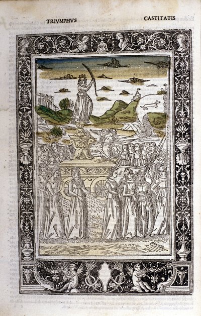 Triumf för Petrarkas kyskhet (Francesco Petrarca). Miniatyrer sd. Bibl. Trivulziana, Milano. av Unknown artist