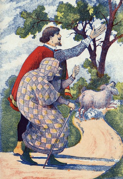 Öring bytte till sugga. Anonym illustration till sagan "L
