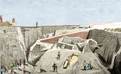 Trojautgrävningar ledda av Heinrich Schliemann, sd. 1800-talet. av Unknown artist
