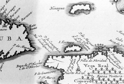 Turtle Island och Santo Domingo från en 1600-talskarta av Pierre Vandier. av Unknown artist