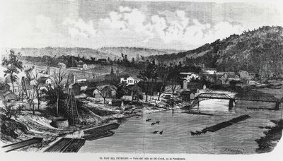 USA: Oljelandet i Pennsylvania, Oil Creek Valley. av Unknown artist