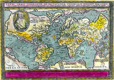 Universal Geographic Map (World Map) av 1596. Gravyr. Privat samling. av Unknown artist