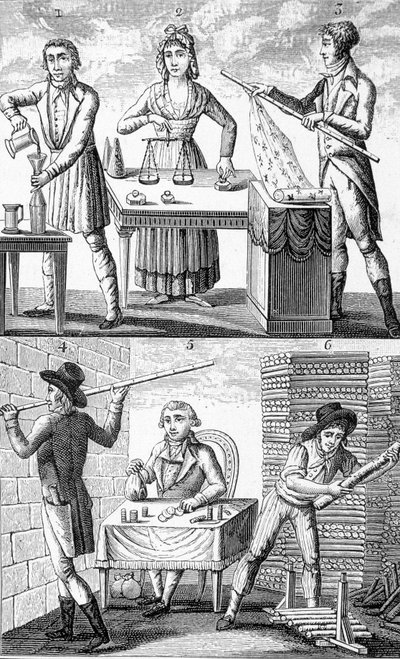 Användning av nya vikter och mått 1795. av Unknown artist