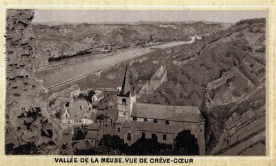 Vallee de la Meuse: utsikt över Creve Coeur (Creve-Coeur eller Crevecoeur), Vallonien, Belgien. Kromolitografi från slutet av 1800-talet. av Unknown artist