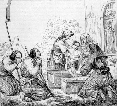 Vendeanska seder - fontänens helgon. av Unknown artist