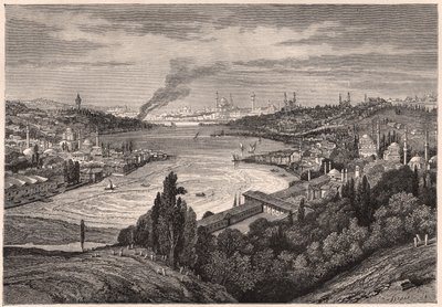 Utsikt över Konstantinopel, nu Istanbul, och Gyllene hornet under XIX-talet av Unknown