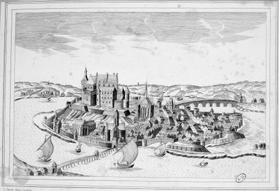 Vy över Decize 1640 - gravyr av Unknown artist