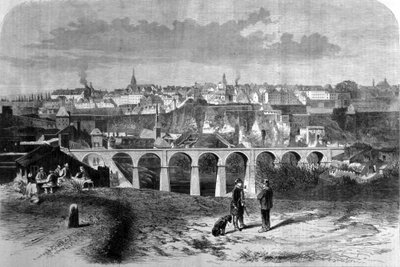 Utsikt över staden Luxemburg. 1800-talsgravyr. av Unknown artist