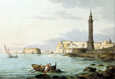 Utsikt över Neapel från hamnen. Till vänster står Castel dell