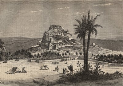 Utsikt över Oued el Golea (El Menia eller El Menea tidigare El Golea) i Algeriet i södra provinsen Oran i slutet av 1800-talet - gravyr av Unknown artist