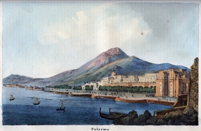 Vy över Palermo på 1800-talet - gravyr från "" Användning och seder för alla folk i universum. Det vill säga historien om regeringen, om lagarna, om milisen, om religionen för alla nationer från de mest avlägsna tiderna till våra dagar "1856 av Unknown artist