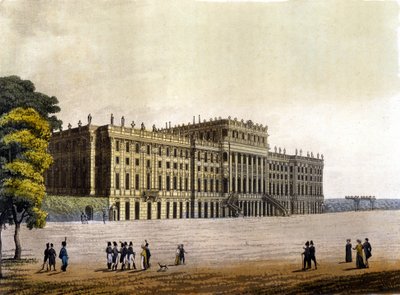 Vy över slottet Schönbrunn, tidigare residens för den österrikiska kejserliga familjen, Wien, Österrike, gravyr runt 1830 av Unknown artist