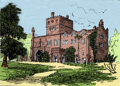 Utsikt över Tavistock Abbey, residens för Francis Drake (1540-1596), kapare och brittisk upptäcktsresande. Illustration av 1800-talet. av Unknown artist
