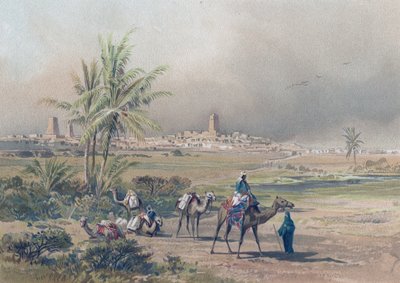 Vy över Timbuctoo (Timbuktu) i dagens Mali, ca 1850 (tryck) av Unknown artist