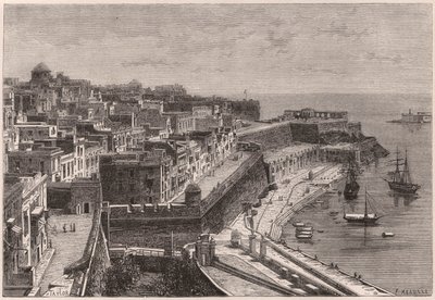 Utsikt över Valletta och dess hamn under 1800-talet av Unknown