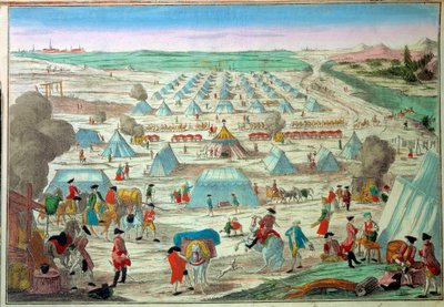 Vy över ett militärläger i Preussen Gravyr av 1800-talets Paris, Armee Museum av Unknown artist