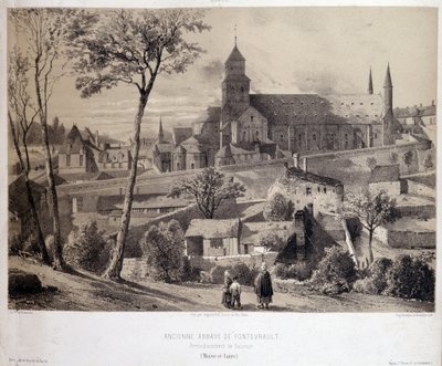 Utsikt över klostret Fontevrault (Fontevraud) nära Saumur av Unknown artist