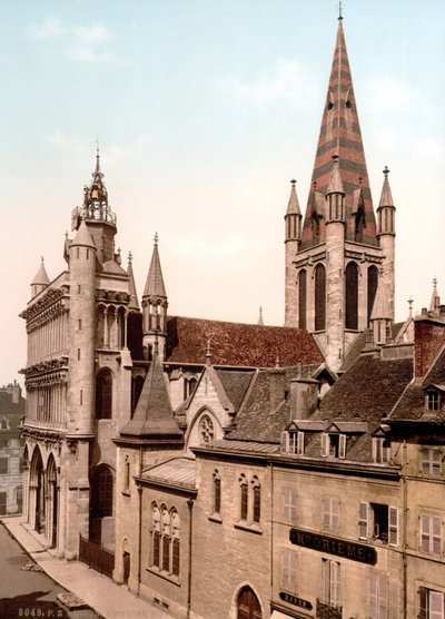 Utsikt över kyrkan Notre Dame i Dijon. Photochrome v. 1890. av Unknown artist