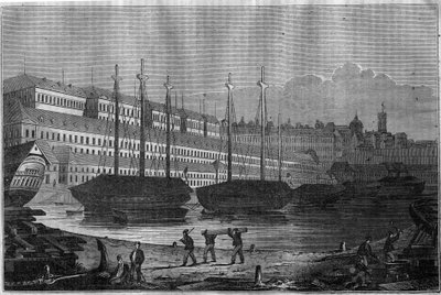 Utsikt över Corderies, Bagne och tornet Saint Louis (Saint-Louis) i Brest. I "" Den pittoreska butiken"" 1835 av Unknown artist