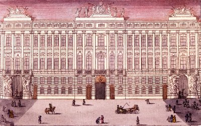 Vy över det kejserliga kansliet i Wien, Österrike Gravyr från 1820 av Unknown artist