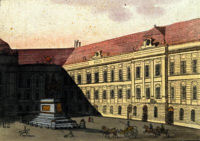 Vy över Josephplatz (Joseph platz) i Wien, Österrike Gravyr från 1820 av Unknown artist