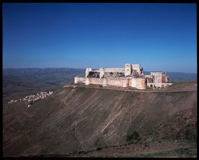 Utsikt över riddarnas Krak, korsfararborgen, ca 1100 (Fotografi) av Unknown artist