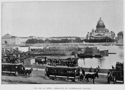 Utsikt över Newa, Amiralitetet och Isaacs katedral. St. Petersburg. av Unknown artist