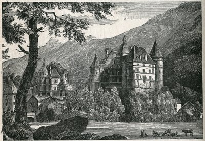 Utsikt över slottet Vizille i Isere. av Unknown artist