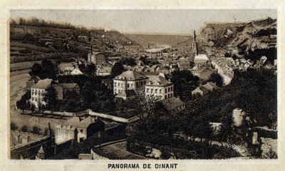 Utsikt över staden Dinant, Vallonien, Belgien. Kromolitografi från slutet av 1800-talet. av Unknown artist