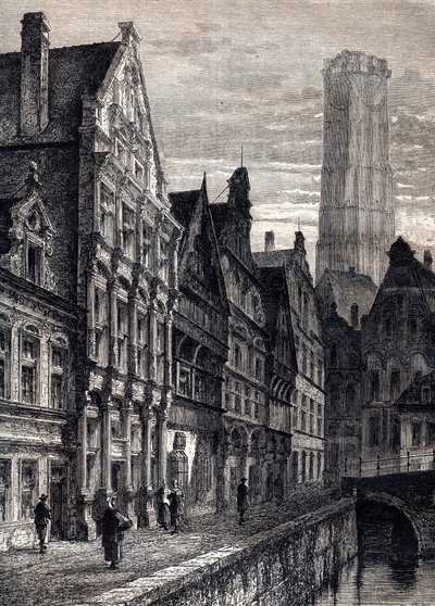 Utsikt över staden Mechelen i Belgien - Utsikt över staden Mechelen i Belgien - ca. 1867 av Unknown artist