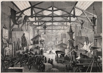 Vy över byggverkstäderna för Eugene Delessert, företag som anordnar offentliga fester, avenue Dauphine a Paris - Gravyr i "" Le Monde Illustré"" av Unknown artist